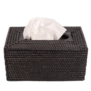 Artifacts Trading Company Rattan Tissue Box Cover White Wash